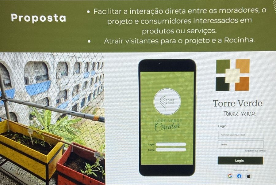 App Torre Verde Circular — proposta e tela de login